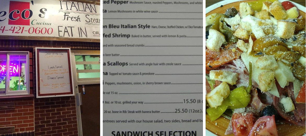 Meco's Cucina Menu
